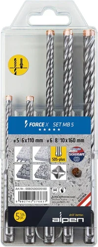 Bestseller ALPEN Hammerbohrersatz Force X 5-teilig SDS-plus ( 4000864677 )