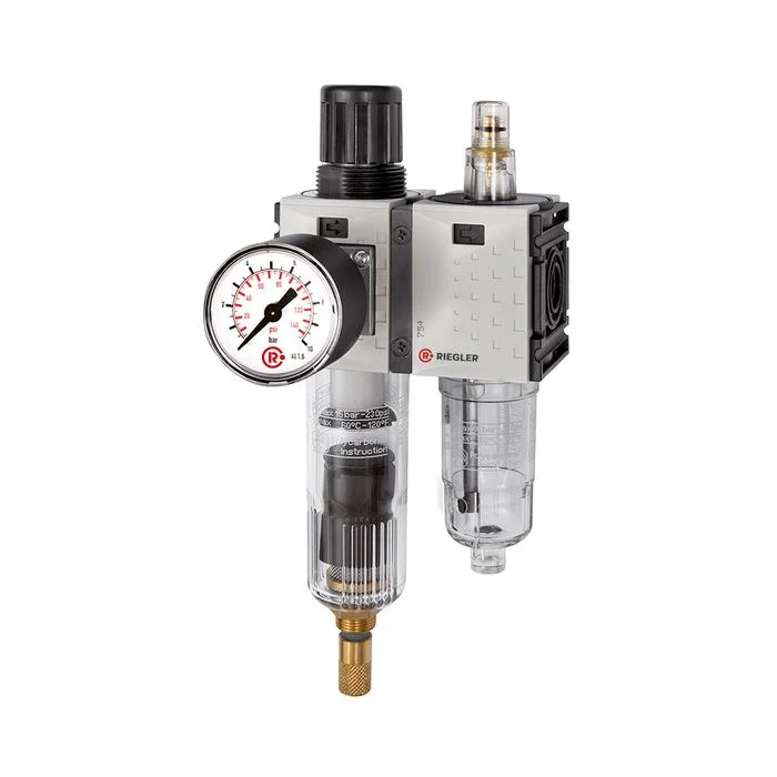 Zertifiziert RIEGLER WE 2-tlg. »FUTURA-mini«, PC-Beh., Standardmano, G 1/4, 0,5-10, VA