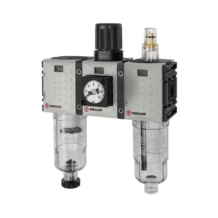 Zertifiziert RIEGLER WE 3-tlg. »FUTURA-mini«, PC-Beh., Kompaktmano, G 1/4, 0,1-4, HA