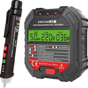 Zertifiziert VA LABS Messgeräte-Set, Steckdosentester + Spannungsprüfer