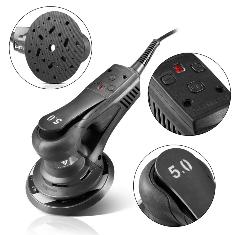 Zertifiziert STAHLWERK ES-150 ST Brushless Exzenterschleifer Rotationsschleifer Handschleifer mit 350 Watt leistungsstarkes vibrationsarmes Schleifgerät